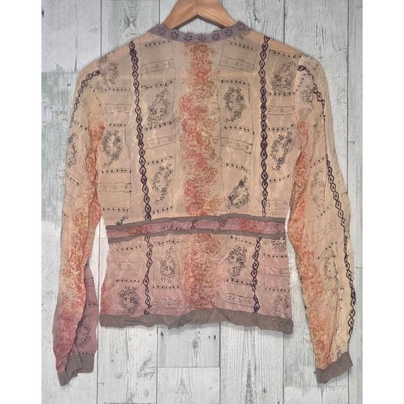 VTG Y2K J. Jill Boho Sheer Lace Trim Top Sz. XXS - Picture 3 of 7
